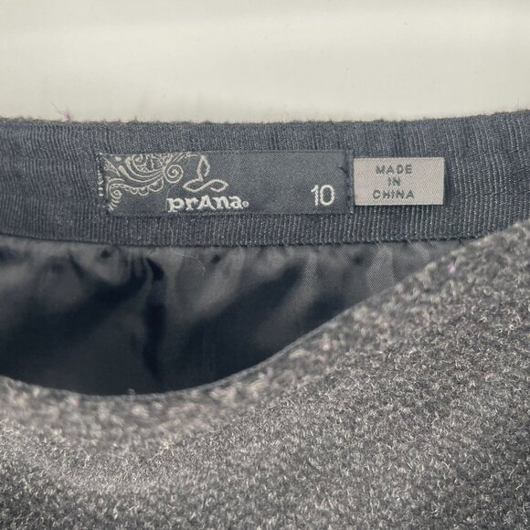 Prana Nicky Charcoal Grey Tweed Wool True Wrap Buttoned Mini Skirt Women's 10 - Picture 6 of 7